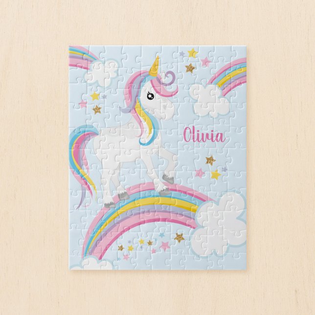 Magical Rainbow Unicorn Personalised Kids Jigsaw Puzzle (Creator Uploaded)