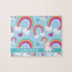 Magical Rainbow Unicorn Personalised Kids Jigsaw Puzzle