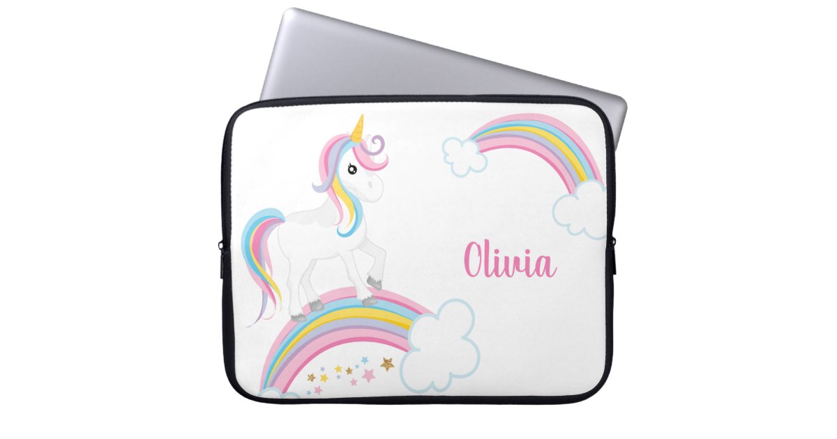 Magical Rainbow Unicorn Personalised Laptop Laptop Sleeve Zazzle