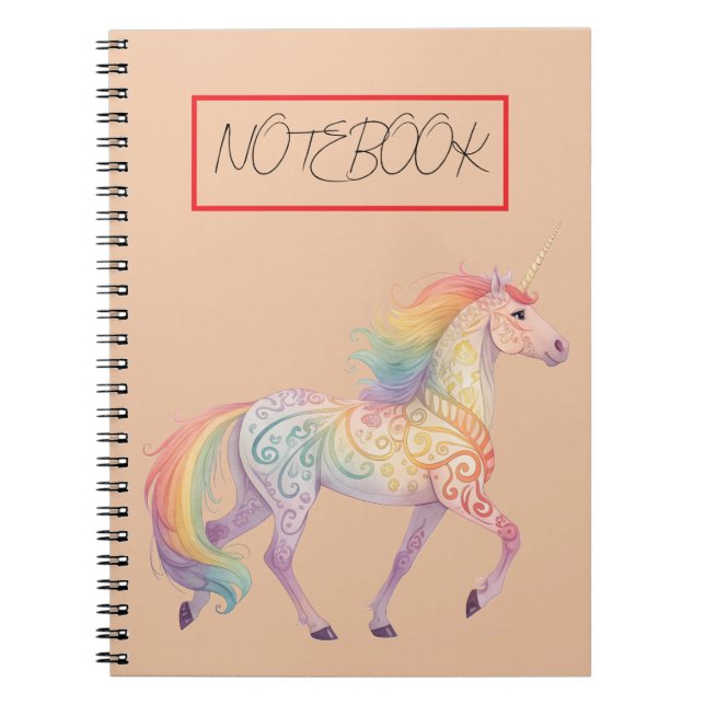 Magical Rainbow Unicorn  Personalised  Notebook (Front)