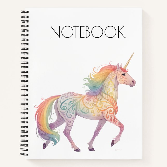 Magical Rainbow Unicorn  Personalised  Notebook (Front)