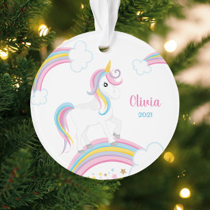Magical Rainbow Unicorn Personalised Ornament
