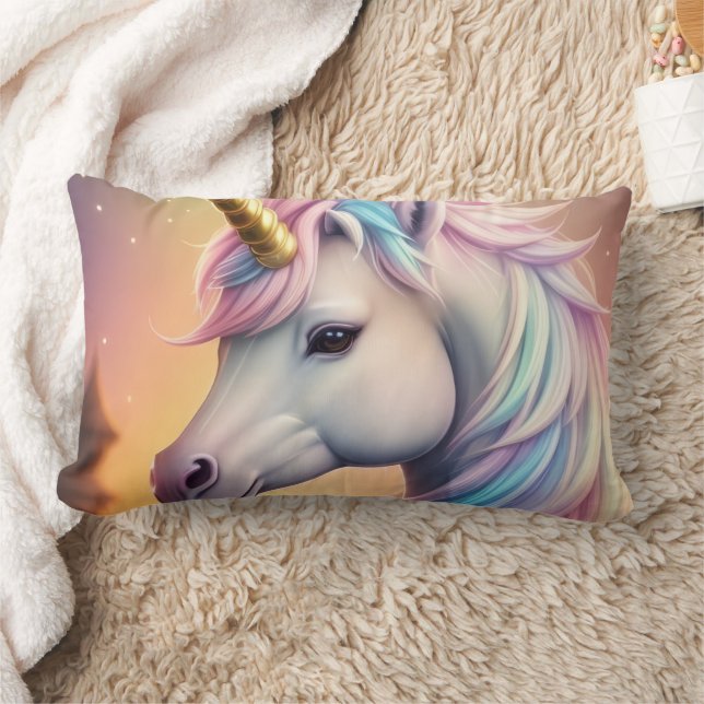 Magical Rainbow Unicorn Personalized Lumbar Cushion (Blanket)