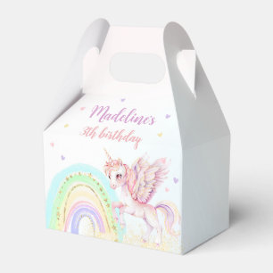 Magical Rainbow Unicorn Pink Gold Birthday Party Favour Box
