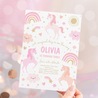 Magical Rainbow Unicorn Pink Pastel Birthday Party