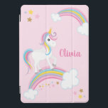 Magical Rainbow Unicorn Pink Personalised iPad Pro Cover<br><div class="desc">A cute unicorn pink iPad cover with stars and a rainbow. Personalise with her name to make a fun gift for a girl!</div>