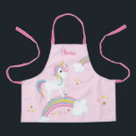 Magical Rainbow Unicorn Pink Personalised Kids Apron<br><div class="desc">This cute pink unicorn kids apron features a fun design with stars and a rainbows. Personalise with her name to make a fun gift for a girl!</div>