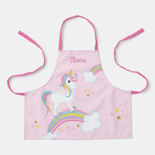 Magical Rainbow Unicorn Pink Personalised Kids Apron