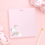 Magical Rainbow Unicorn Pink Personalised Notepad<br><div class="desc">Cute unicorn notepad with stars and a rainbow on a light pink background. Personalise with her name to make a fun gift for a girl!</div>