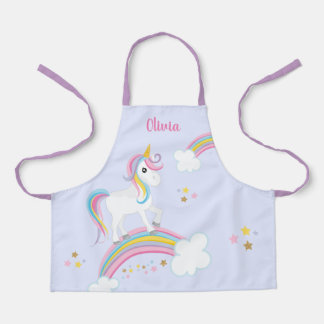 Magical Rainbow Unicorn Purple Personalised Kids Apron