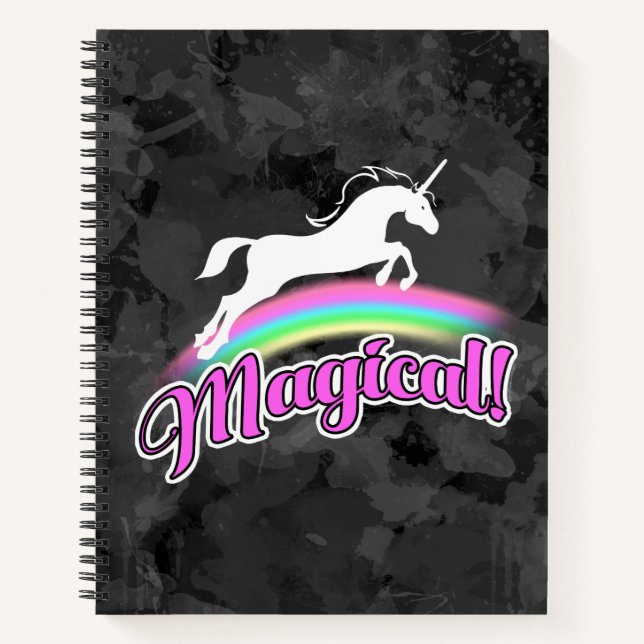 Magical Rainbow Unicorn Retro 80s Notebook (Front)