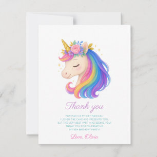 Magical Rainbow Unicorn Thank You Card