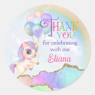 Magical Rainbow Unicorn Thank You Classic Round Sticker