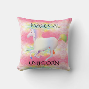 Magical Rainbow unicorn  throw pillow. Cushion