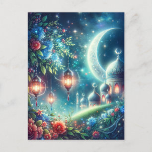 Magical Ramadan Moon & Mosque Postcard