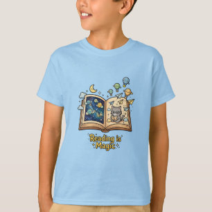 Magical Reading Adventure - Kawaii Bookish Design T-Shirt