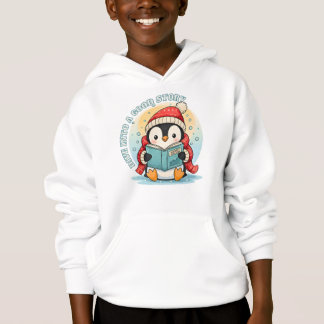 Magical Reading Penguin Kids Winter Tale Hoodie