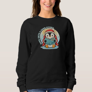 Magical Reading Penguin Winter Tale Cozy Apparel Sweatshirt
