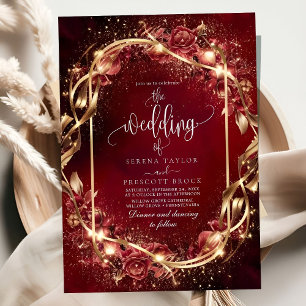 Magical Red Golden Accent Wedding Invitation
