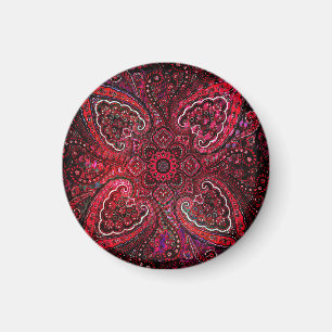 Magical Red Paisley on Black Background Magnet