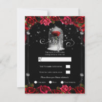 Magical Red Rose White Gold Silver Black RSVP
