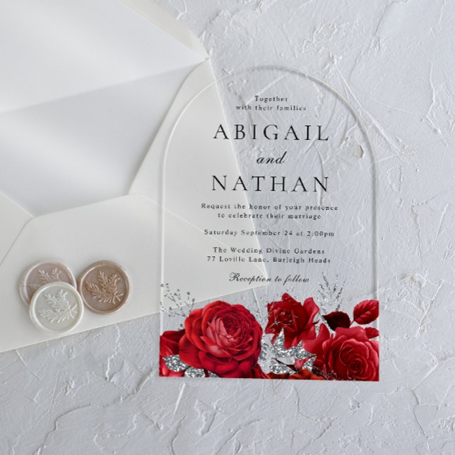 Magical Red Roses Arch Wedding Acrylic Invitations (Creator Uploaded)