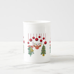 Magical Reindeer Bells and Christmas Tree Design  Bone China Mug