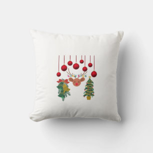Magical Reindeer Bells and Christmas Tree Design  Cushion