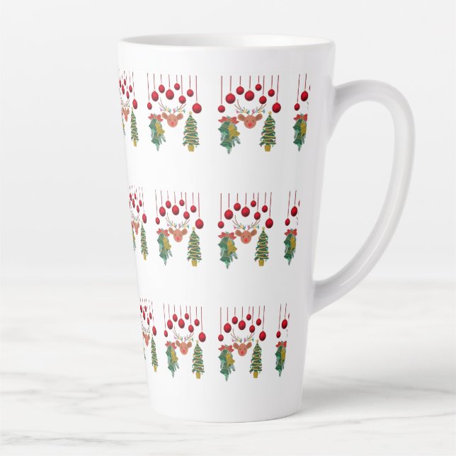 Magical Reindeer Bells and Christmas Tree Design  Latte Mug (Right)