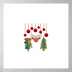 Magical Reindeer Bells and Christmas Tree Design Poster