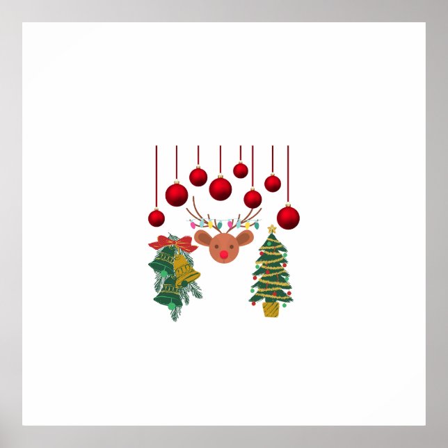Magical Reindeer Bells and Christmas Tree Design  Poster (Front)