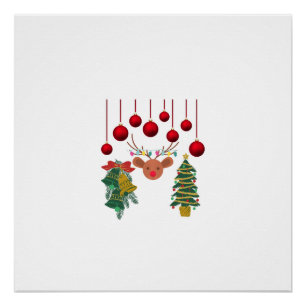 Magical Reindeer Bells and Christmas Tree Design Poster