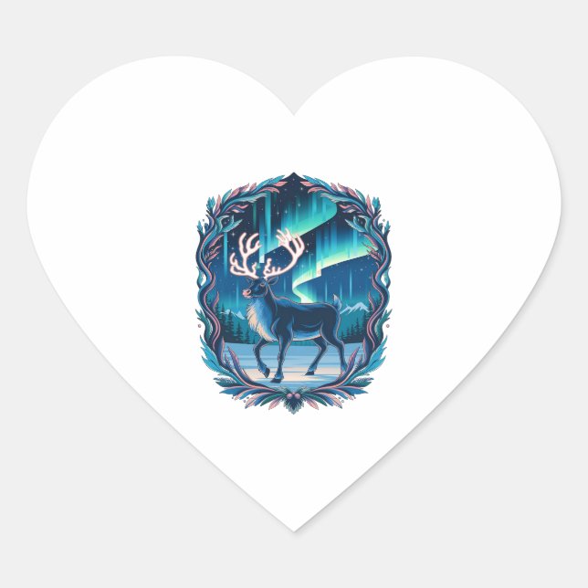 Magical Reindeer Glow Heart Sticker (Front)