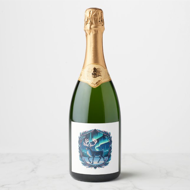Magical Reindeer Glow Sparkling Wine Label (Front)