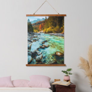 Magical river in autumn forest hanging tapestry