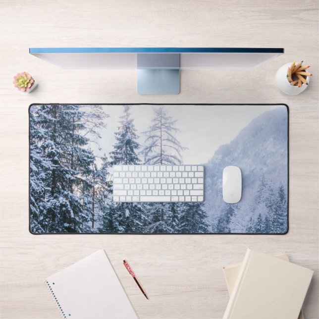 Magical river in enchanted winter forest desk mat (Office 1)