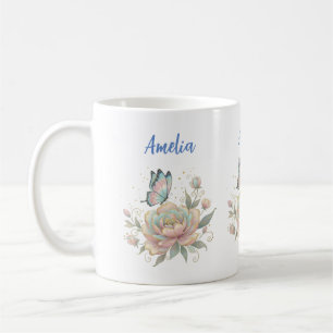 Magical Rose and Butterfly Pastel Colors Coffee Mug