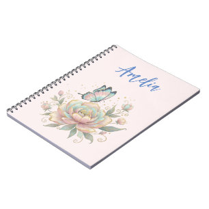 Magical Rose and Butterfly Pastel Colors Notebook