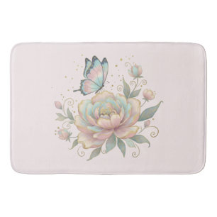 Magical Rose and Butterfly Pastel Colours Bath Mat