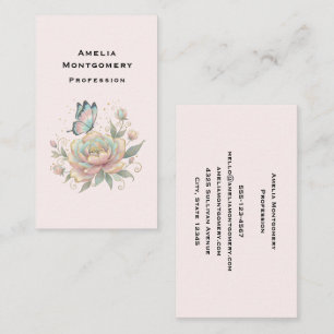 Magical Rose and Butterfly Pastel Colours Business Card