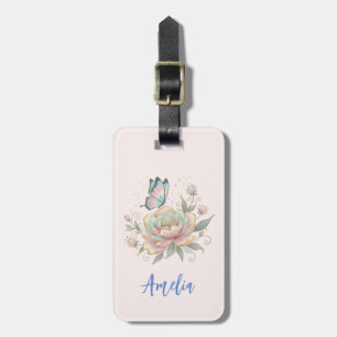 Magical Rose and Butterfly Pastel Colours Luggage Tag