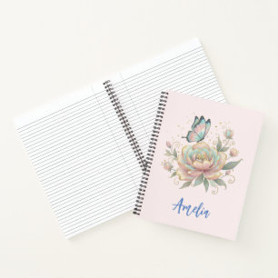 Magical Rose and Butterfly Pastel Colours Notebook
