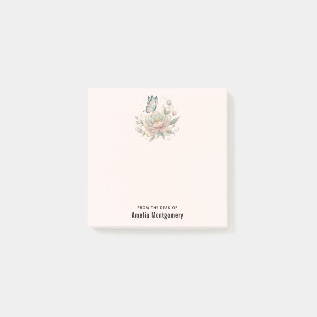 Magical Rose and Butterfly Pastel Colours Post-it Notes (Front)