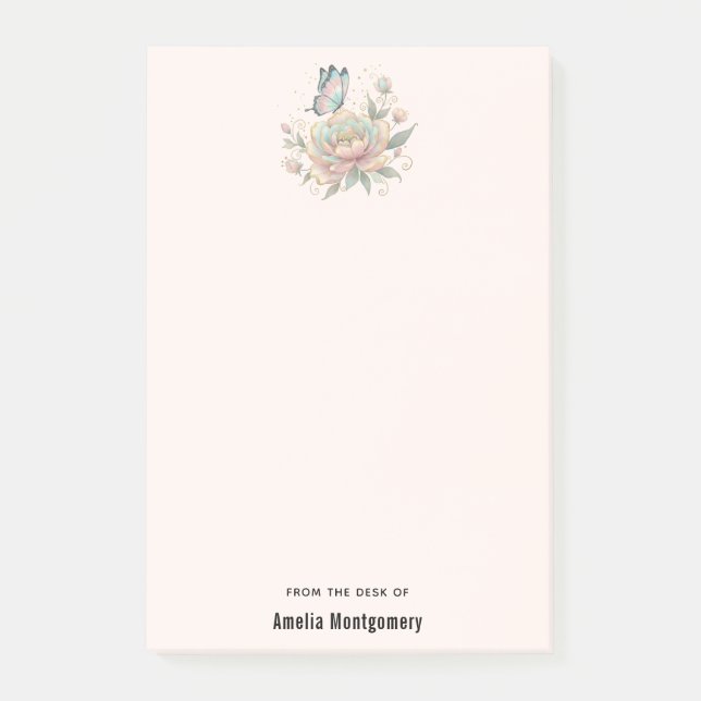 Magical Rose and Butterfly Pastel Colours Post-it Notes (Front)