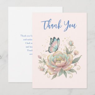 Magical Rose and Butterfly Pastel Colours Thank You Card