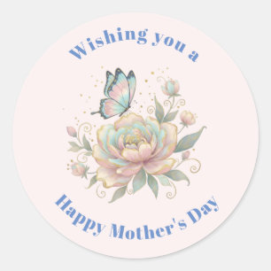 Magical Rose and Butterfly Pastel Mother's Day Classic Round Sticker