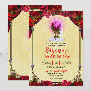 Magical Rose Beauty Birthday Sweet 16 Birthday Invitation