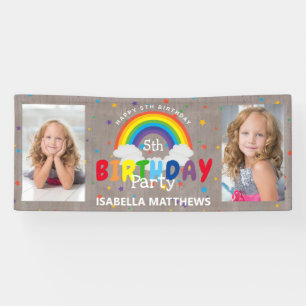 Magical Rustic Rainbow Photo Birthday Banner