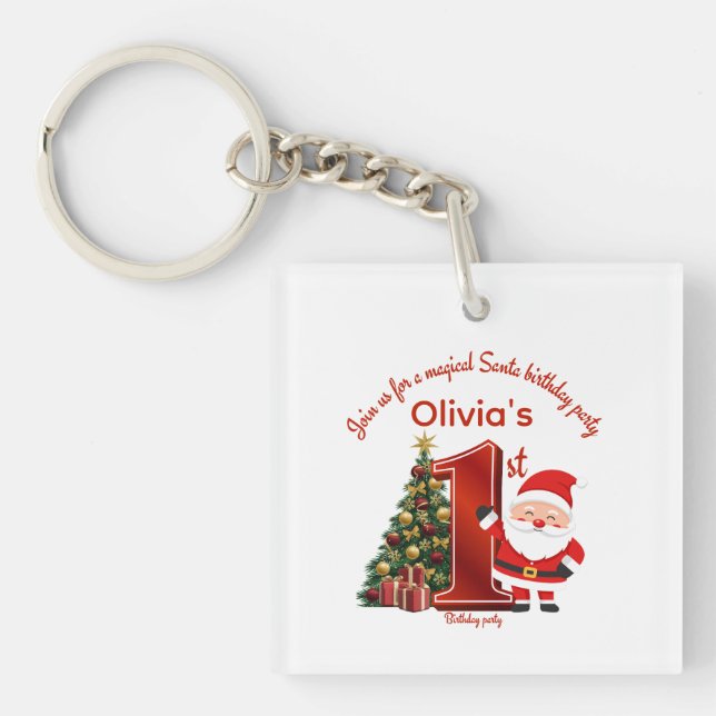 Magical Santa Birthday Design for Kids Key Ring (Front)