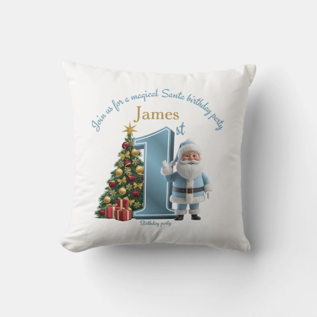 Magical Santa Birthday Invitation – 1st Birthday Cushion (Front)